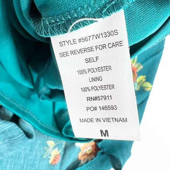 Superfoxx Dress Womens Medium Floral Faux Wrap Short Sleeve Aysmmetrical nwt tea - Picture 8 of 9